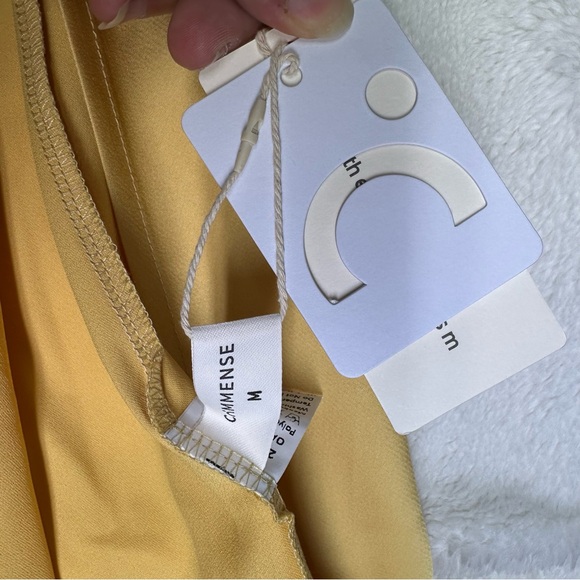 Commense Moonlight Open Back Satin Slit Long Dress Yellow Gold Maxi Sz M - Picture 10 of 12